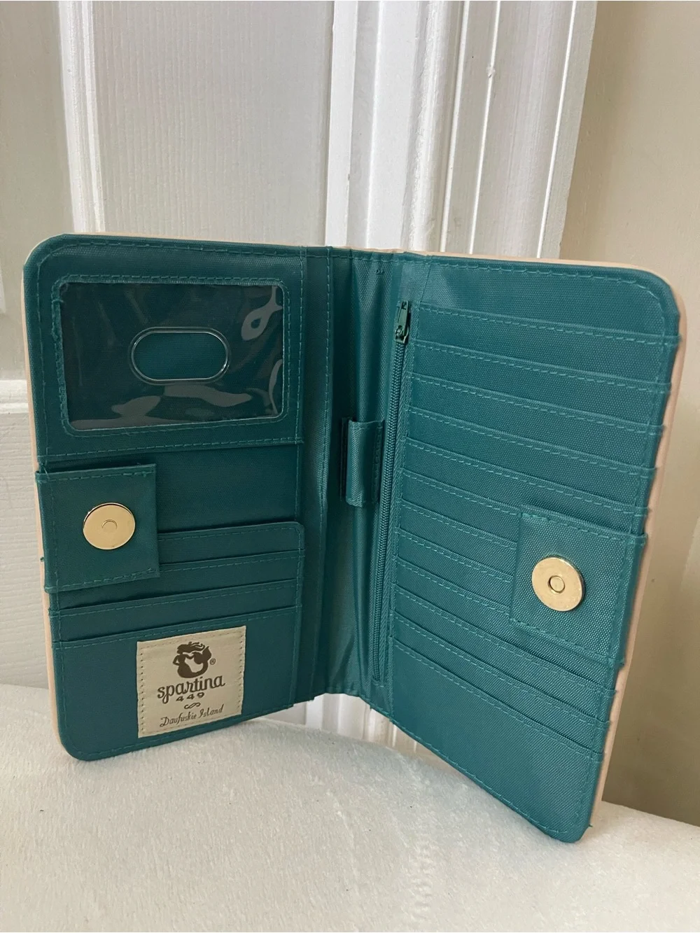 Spartina 449 Green and Tan Illustrated Map Zip Wallet